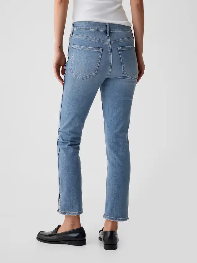 Vintage slim-fit Jeans met split aan de zoom en middelhoge taille