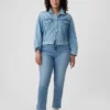 Vintage slim-fit Jeans met split aan de zoom en middelhoge taille