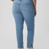 Vintage slim-fit Jeans met split aan de zoom en middelhoge taille