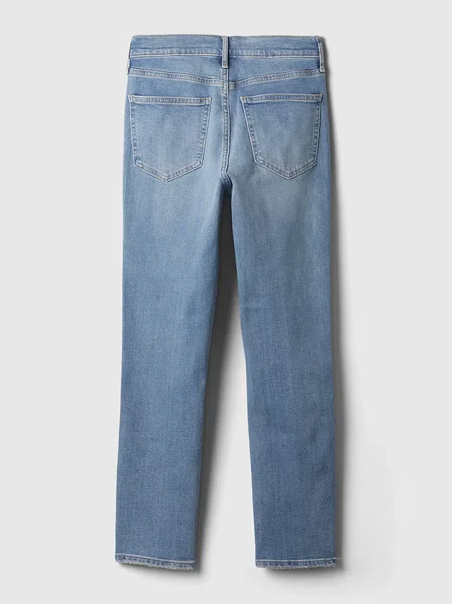 Vintage slim-fit Jeans met split aan de zoom en middelhoge taille