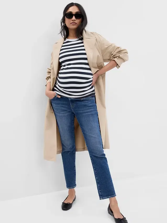 Vintage slim-fit zwangerschapskleding-jeans met doorlopend paneel