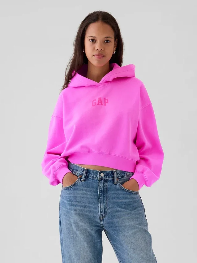 Vintagesoft cropped hoodie met logo
