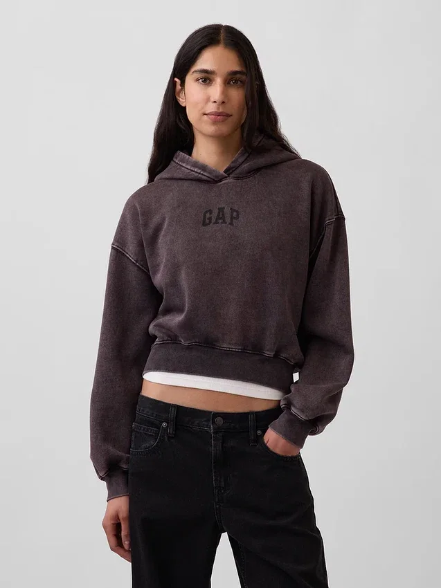 Vintagesoft cropped hoodie met logo