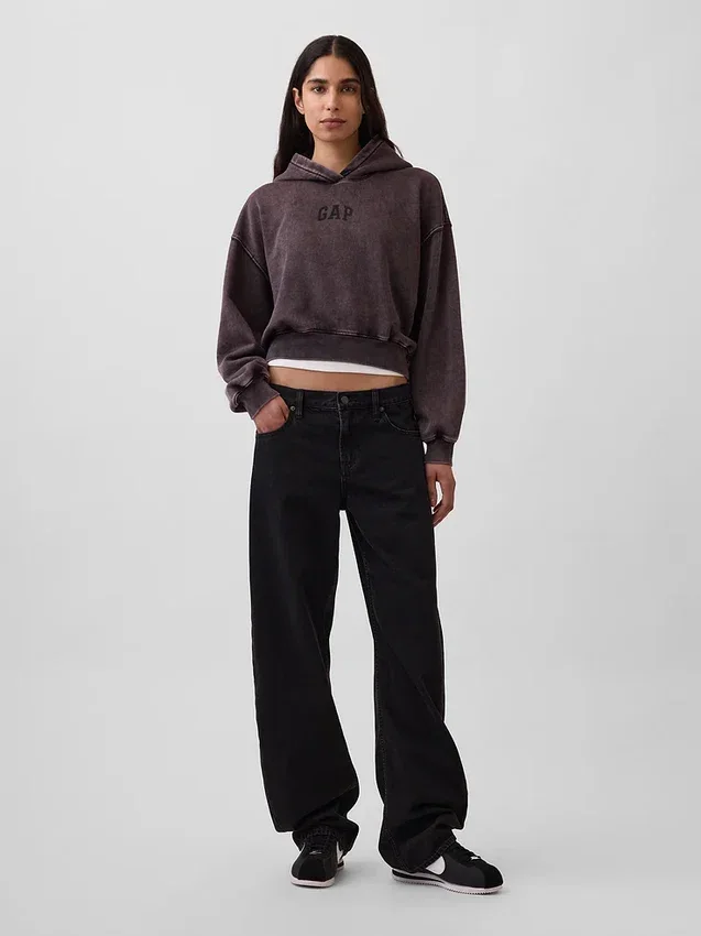 Vintagesoft cropped hoodie met logo