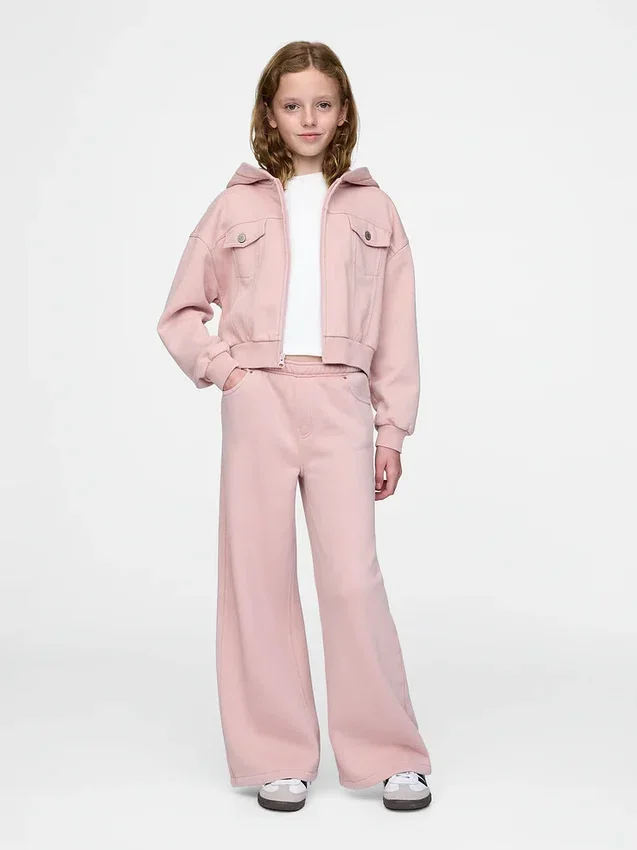Vintagesoft cropped hoodie met rits voor kinderen