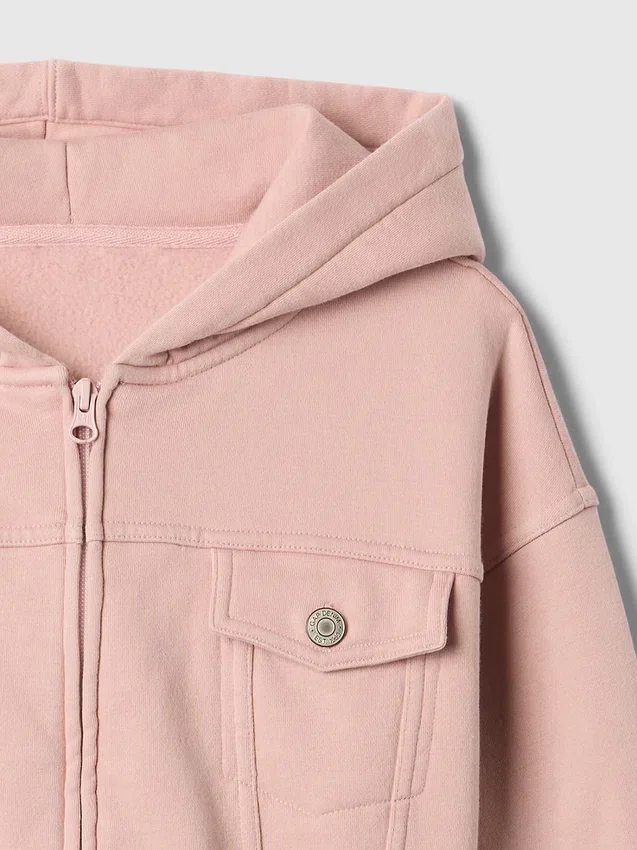 Vintagesoft cropped hoodie met rits voor kinderen