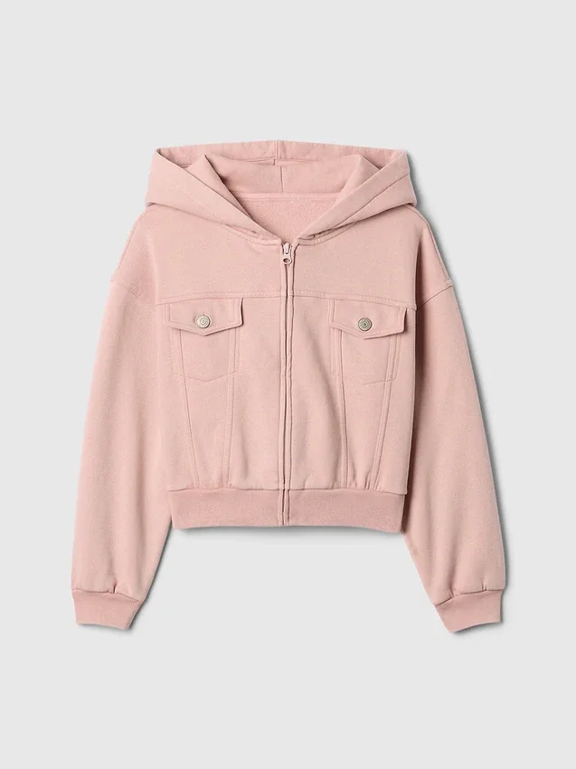 Vintagesoft cropped hoodie met rits voor kinderen
