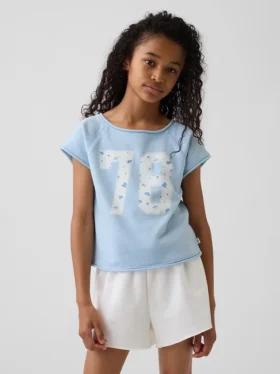 Vintagesoft-frotte raglan-sweatshirt met print voor kinderen