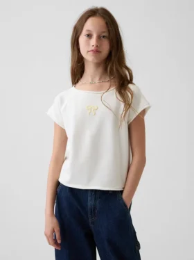 Vintagesoft-frotte raglan-sweatshirt met print voor kinderen