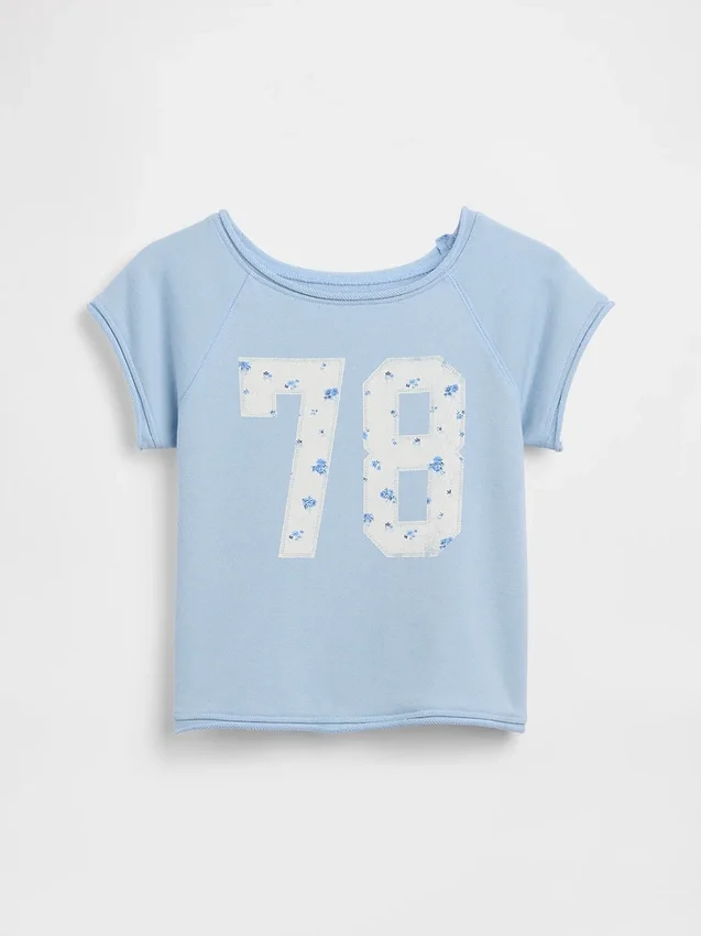 Vintagesoft-frotte raglan-sweatshirt met print voor kinderen