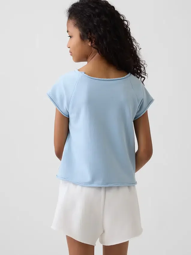 Vintagesoft-frotte raglan-sweatshirt met print voor kinderen
