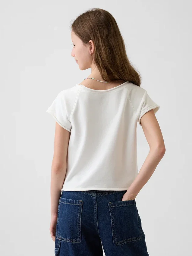 Vintagesoft-frotte raglan-sweatshirt met print voor kinderen