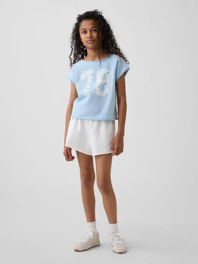 Vintagesoft-frotte raglan-sweatshirt met print voor kinderen