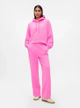 Vintagesoft gestikte rechte joggingbroek