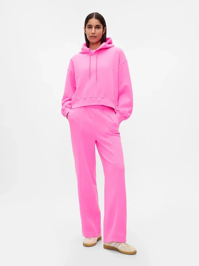 Vintagesoft gestikte rechte joggingbroek