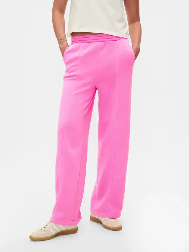 Vintagesoft gestikte rechte joggingbroek