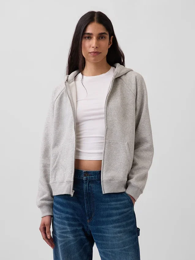 Vintagesoft-hoodie met rits
