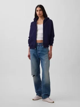 Vintagesoft-hoodie met rits
