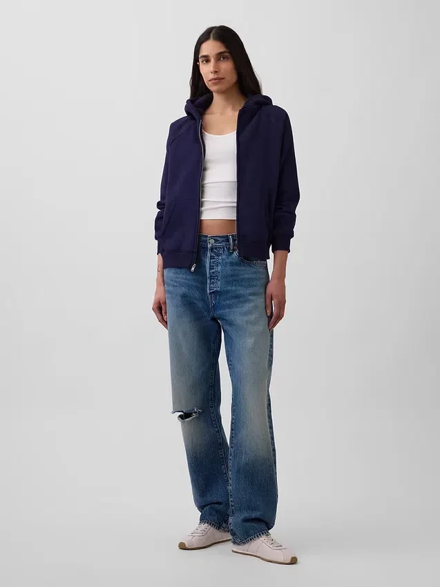 Vintagesoft-hoodie met rits