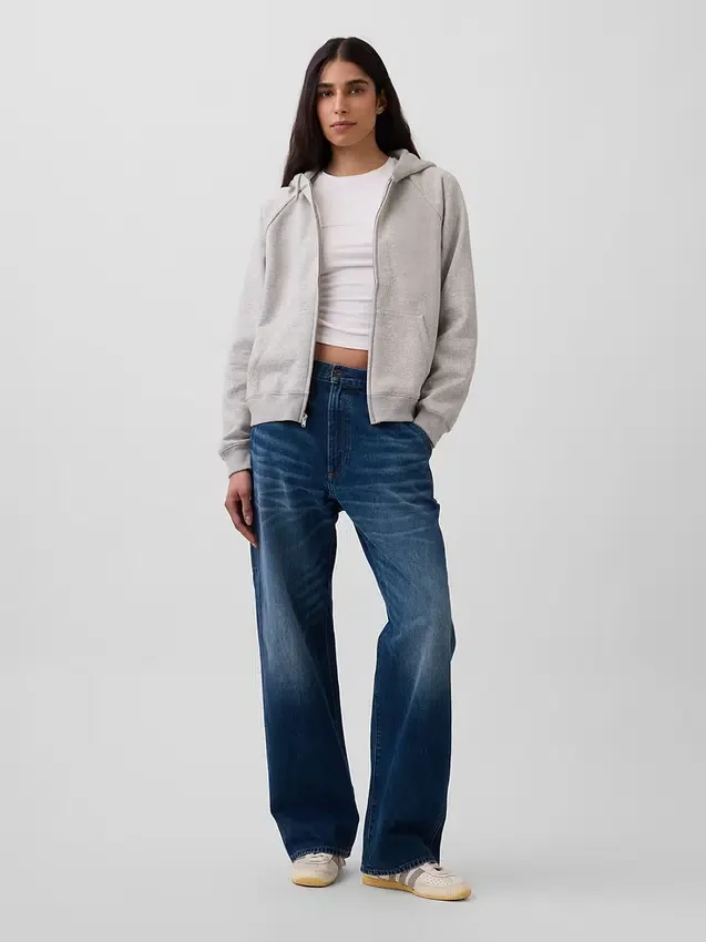 Vintagesoft-hoodie met rits