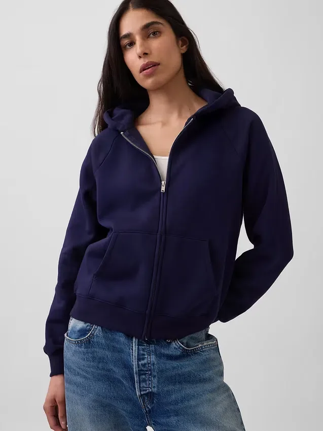 Vintagesoft-hoodie met rits