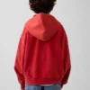 Vintagesoft-hoodie met rits en logo voor kinderen, relaxte pasvorm