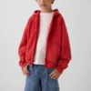 Vintagesoft-hoodie met rits en logo voor kinderen, relaxte pasvorm