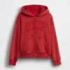 Vintagesoft-hoodie met rits en logo voor kinderen, relaxte pasvorm