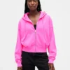 Vintagesoft hoodie met rits en schuine pas