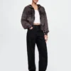 Vintagesoft hoodie met rits en schuine pas