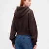 Vintagesoft hoodie met rits en schuine pas