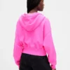 Vintagesoft hoodie met rits en schuine pas