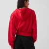 Vintagesoft hoodie met rits en schuine pas
