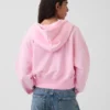Vintagesoft hoodie met rits en schuine pas
