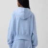 Vintagesoft hoodie met rits en schuine pas