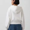Vintagesoft hoodie met rits en schuine pas