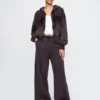 Vintagesoft wijde joggingbroek met brede pijpen