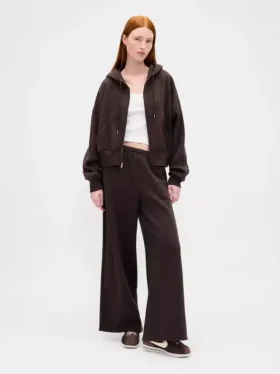 Vintagesoft wijde joggingbroek met brede pijpen