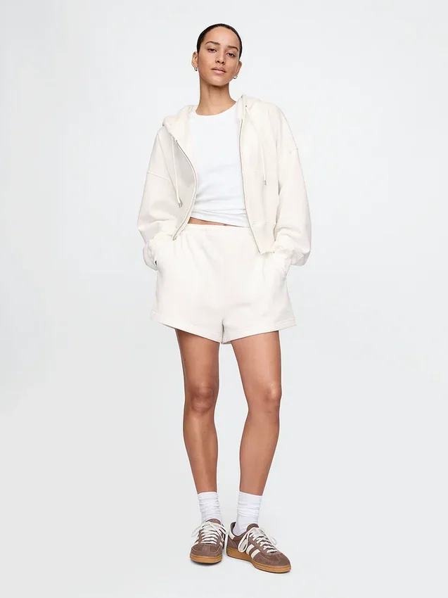 Vintagesoft hoodie met rits en schuine pas