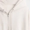 Vintagesoft hoodie met rits en schuine pas