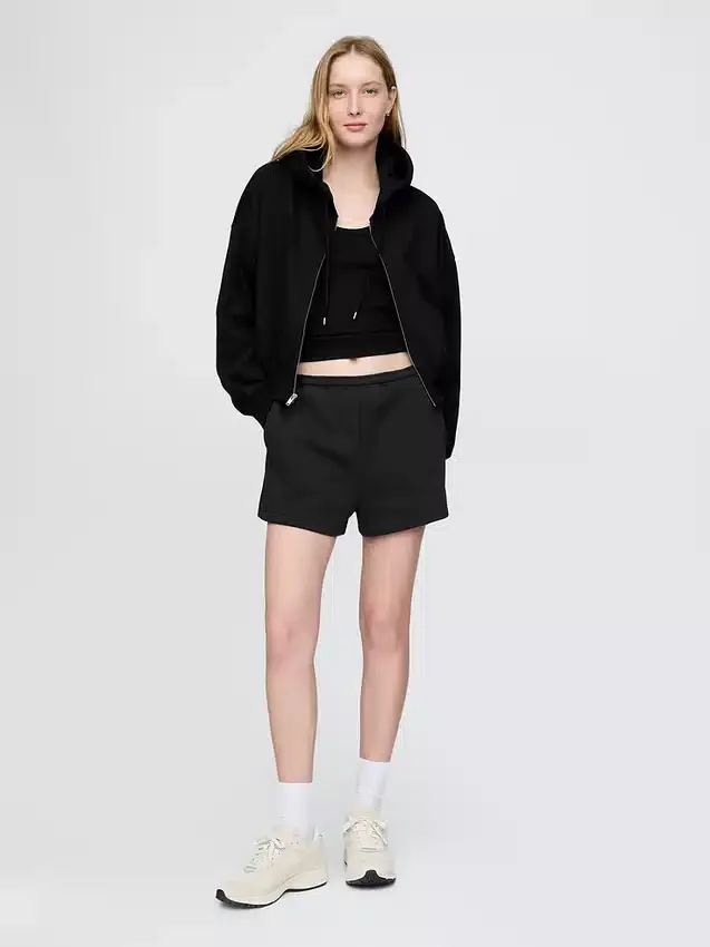 Vintagesoft hoodie met rits en schuine pas