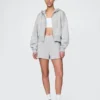 Vintagesoft hoodie met rits en schuine pas