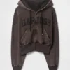 Vintagesoft hoodie met rits en schuine pas