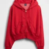 Vintagesoft hoodie met rits en schuine pas