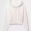 Vintagesoft hoodie met rits en schuine pas