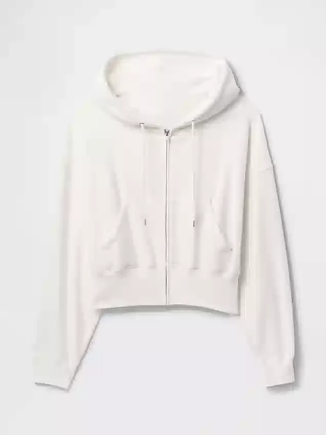 Vintagesoft hoodie met rits en schuine pas