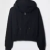 Vintagesoft hoodie met rits en schuine pas