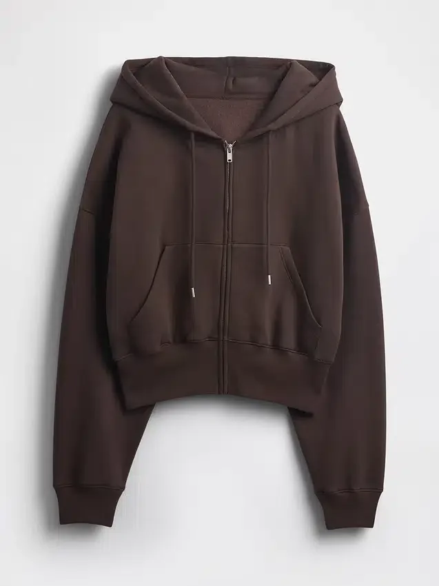 Vintagesoft hoodie met rits en schuine pas