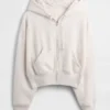 Vintagesoft hoodie met rits en schuine pas