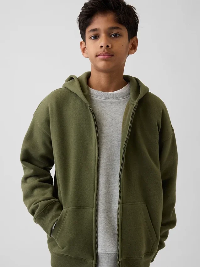 Vintagesoft-hoodie met rits voor kinderen